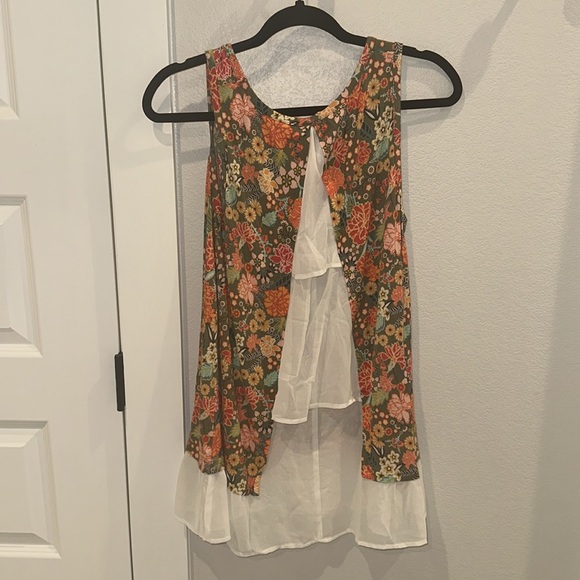 EUC Matilda Jane MJC Flower Floral Tank Top Ruffle Sleeveless - Picture 7 of 7